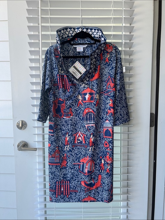 Gretchen Scott Designs Dresses & Skirts - Gretchen Scott Designs Navy & Orange “Palaquin Party” print dress.